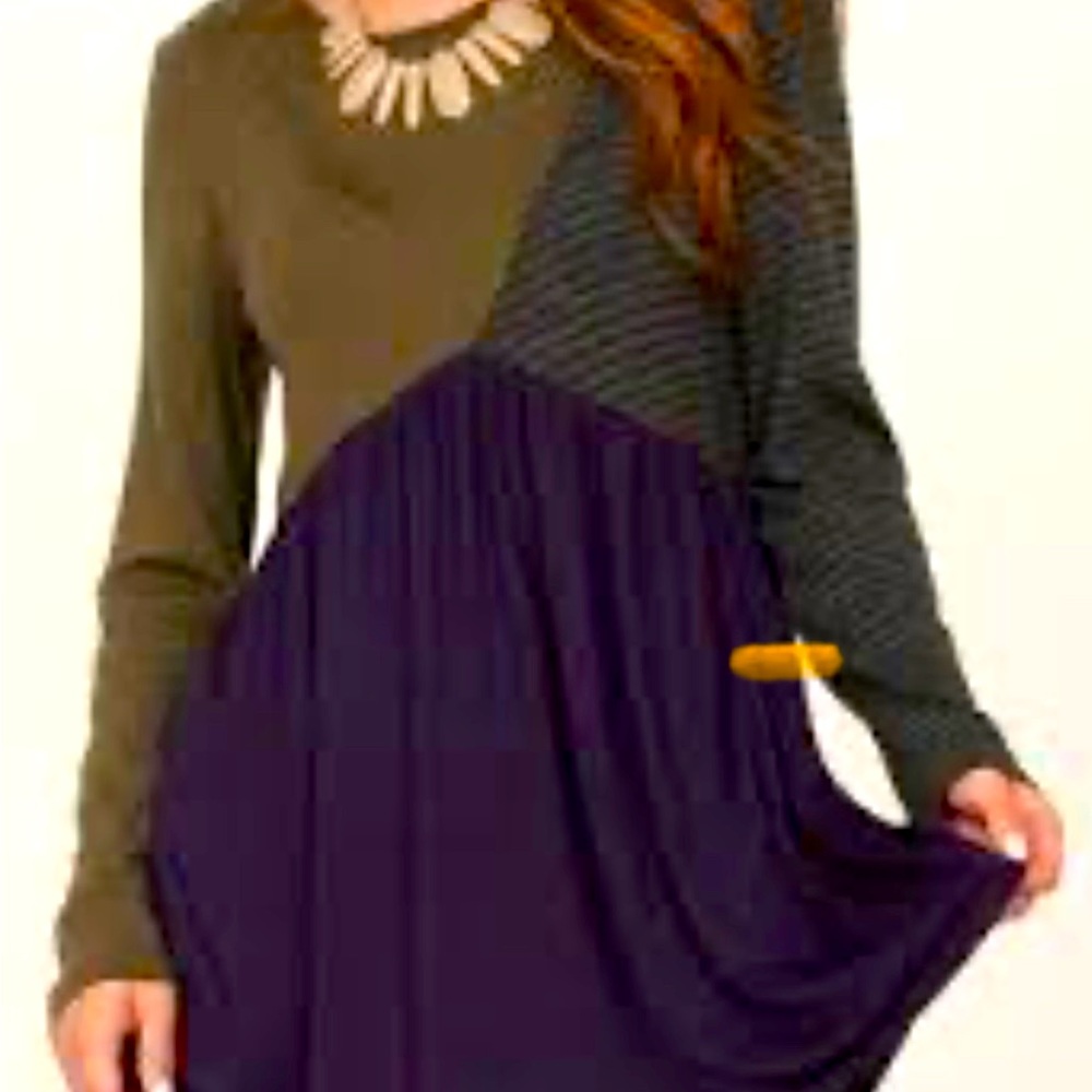 Egs for Eloges/ Tops / Navy olive Color BlockTunic Large